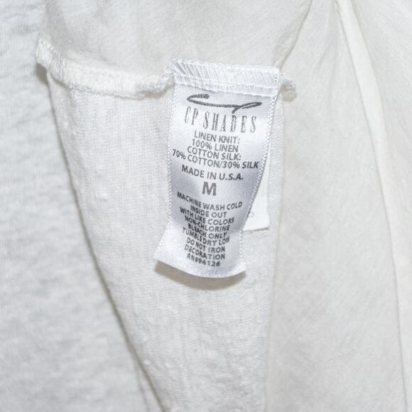 CP SHADES Mixed 100% Linen x Cotton Silk Scoop Neck Pullover in White Medium - Picture 8 of 9